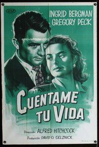 n801 SPELLBOUND Argentinean movie poster R60s Bergman, Peck