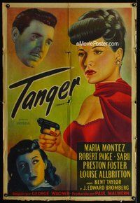n810 TANGIER Argentinean movie poster '46 Maria Montez with gun!