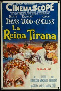 n839 VIRGIN QUEEN Argentinean movie poster '55 Bette Davis
