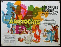 n079 ARISTOCATS British quad movie poster '71 Disney feline cartoon!