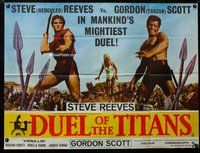 n097 DUEL OF THE TITANS British quad movie poster '63 Hercules,Tarzan