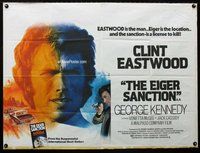 n098 EIGER SANCTION British quad movie poster '75 art of Eastwood!
