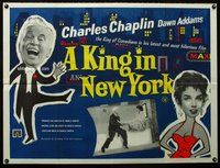 n121 KING IN NEW YORK British quad movie poster '57 Charlie Chaplin