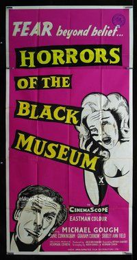 n069 HORRORS OF THE BLACK MUSEUM English three-sheet movie poster '59 Gough