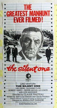n072 SILENT ONE English three-sheet movie poster '73 Lino Ventura, Italian!