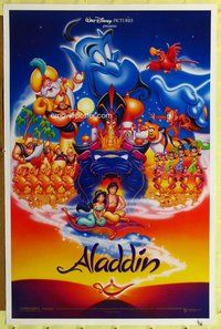 p070 ALADDIN DS one-sheet movie poster '92 classic Walt Disney cartoon!