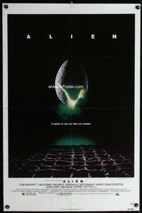 p072 ALIEN one-sheet movie poster '79 Ridley Scott sci-fi classic!