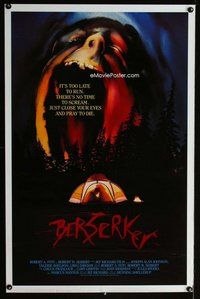 p084 BERSERKER video one-sheet movie poster '87 wild horror image!