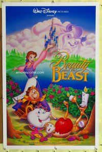 p083 BEAUTY & THE BEAST one-sheet movie poster '91 Walt Disney classic!