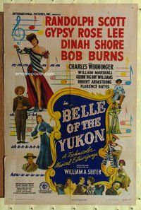 p015 BELLE OF THE YUKON one-sheet movie poster '44 Gypsy Rose Lee, Scott
