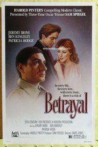 p086 BETRAYAL one-sheet movie poster '83 Jeremy Irons, Ben Kingsley