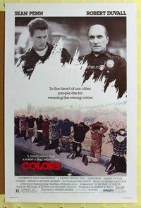 p107 COLORS one-sheet movie poster '88 Sean Penn & Robert Duvall as cops!