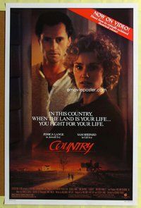 p110 COUNTRY video one-sheet movie poster '84 Jessica Lange, Sam Shepard