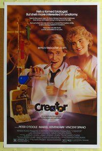p111 CREATOR one-sheet movie poster '84 Peter O'Toole, Mariel Hemingway