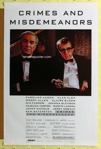 p112 CRIMES & MISDEMEANORS style B one-sheet movie poster '89 Woody Allen