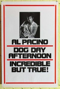 p127 DOG DAY AFTERNOON teaser one-sheet movie poster '75 Al Pacino, Lumet