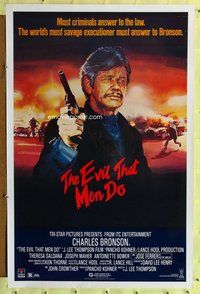 p144 EVIL THAT MEN DO one-sheet movie poster '84 Charles Bronson w/gun!