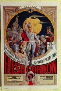 p152 FLESH GORDON one-sheet movie poster '74 sexploitation sci-fi spoof!