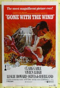 p163 GONE WITH THE WIND one-sheet movie poster R80 Clark Gable, Leigh