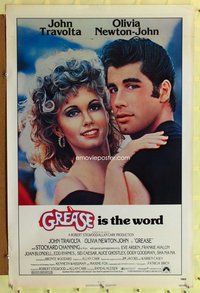p166 GREASE one-sheet movie poster '78 John Travolta, Olivia Newton-John