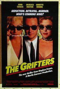 p168 GRIFTERS one-sheet movie poster '90 Huston, John Cusack, Bening