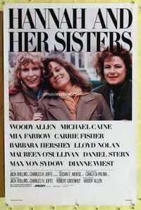 p172 HANNAH & HER SISTERS one-sheet movie poster '86 Woody Allen, Farrow