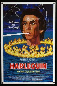 p174 HARLEQUIN one-sheet movie poster R83 Robert Powell, wild artwork!