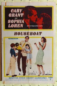 p027 HOUSEBOAT one-sheet movie poster '58 Cary Grant, Sophia Loren