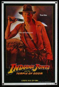 p188 INDIANA JONES & THE TEMPLE OF DOOM teaser one-sheet movie poster '84