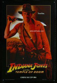 p189 INDIANA JONES & THE TEMPLE OF DOOM teaser one-sheet movie poster '84