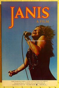 p192 JANIS one-sheet movie poster '75 great Joplin image, rock 'n roll!
