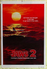 p193 JAWS 2 teaser one-sheet movie poster '78 best man-eating shark artwork!
