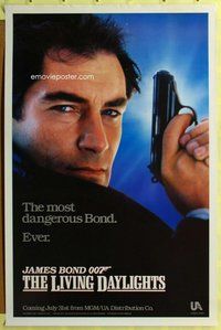 p212 LIVING DAYLIGHTS teaser one-sheet movie poster '86 Dalton as James Bond