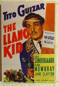 p036 LLANO KID one-sheet movie poster '39 Tito Guizar, O. Henry story!