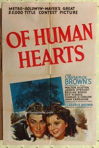 p042 OF HUMAN HEARTS style D one-sheet movie poster '38 young Jimmy Stewart!