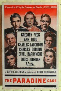 p009 PARADINE CASE style A one-sheet movie poster '48 Hitchcock, Peck, Todd
