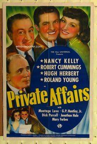 p043 PRIVATE AFFAIRS one-sheet movie poster '40 Bob Cummings, Nancy Kelly