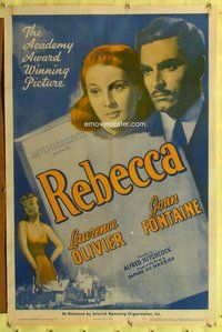 p005 REBECCA one-sheet movie poster R48 Hitchcock, Olivier, Joan Fontaine