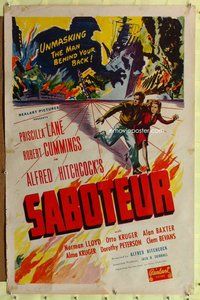 p008 SABOTEUR one-sheet movie poster R48 Alfred Hitchcock, Cummings