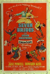 p047 SEVEN BRIDES FOR SEVEN BROTHERS one-sheet movie poster '54 Powell