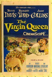 p054 VIRGIN QUEEN one-sheet movie poster '55 Bette Davis, Joan Collins