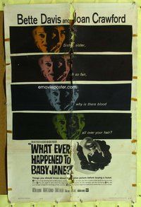 p055 WHAT EVER HAPPENED TO BABY JANE one-sheet movie poster '62 Bette Davis