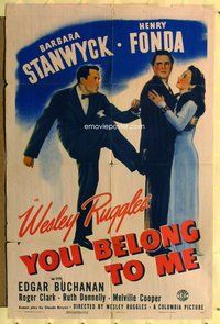 p056 YOU BELONG TO ME style B one-sheet movie poster '41 Stanwyck, Fonda
