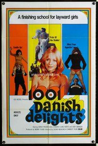 s006 1001 DANISH DELIGHTS one-sheet movie poster '72 Scandanavian sex!