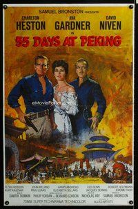 s017 55 DAYS AT PEKING one-sheet movie poster '63 Heston, Gardner, Niven