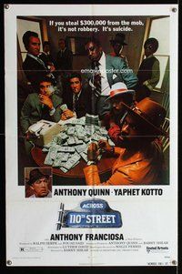 s026 ACROSS 110th STREET one-sheet movie poster '72 Anthony Quinn, Kotto