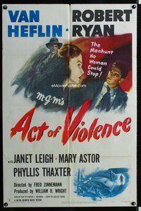 s027 ACT OF VIOLENCE one-sheet movie poster '49 Robert Ryan, Heflin, Leigh