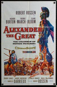 s040 ALEXANDER THE GREAT one-sheet movie poster '56 Richard Burton, March
