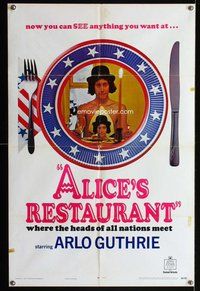 s042 ALICE'S RESTAURANT teaser one-sheet movie poster '69 Arlo Guthrie, Penn