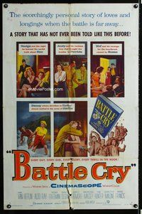 s086 BATTLE CRY one-sheet movie poster '55 Van Heflin, Tab Hunter, WWII